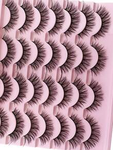 LIMEIKAI 14 Paar Falsche Wimpern, 15mm 3D Wimpern, natürliches Aussehen, flauschige Katzenaugen, feine Wimpern - Natürliche Wimpern - Übersicht 10