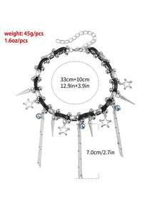 1 件派对女士夜总会闪亮全水钻水晶项链 - 銀色 - 查看 8