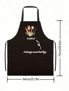 1pc Customized Printed Fashionable Apron - Unisex Sleeveless Nordic Style Kitchen Apron, Customized Black Cooking Apron, Modern Polyester Waterproof Apron, Customized Kitchen Apron, Customized Fun Cooking Kitchen Apron, Customized Cooking Utensils, Washing Gloves - Multicolor - View 5