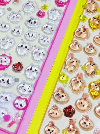 3D卡通可爱泡泡贴纸，手工制作高品质创意贴纸，适用于装饰手机、平板电脑，动态贴纸（颜色随机）