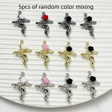 5/10个巴洛克风格金属玫瑰藤蔓吊坠，适合DIY珠宝制作，可作项链、手链、耳环、包链、钥匙扣、拉链装饰等。 - 彩色 - 查看 13