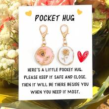 1 Stück Anhänger-Anhänger aus Zinklegierung in Rosenform mit Dankeskarte, Tasche/Schlüsselanhänger Accessoire - Verschiedenfarbig - Übersicht 4