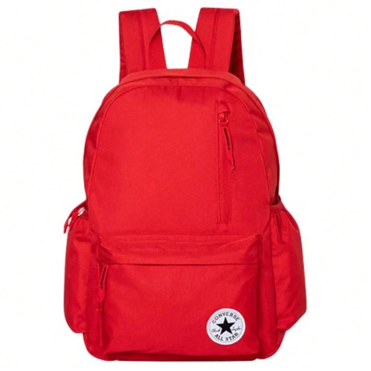 Converse 匡威品牌标志大容量拉链开口涤纶双肩包，学生包，书包，日常背包，中号，红色
