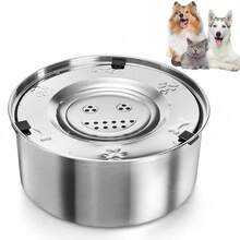 Tazón de agua flotante para mascotas de acero inoxidable - Diseño de gran capacidad anti-derrame - Fuente de agua para gatos y perros con plato flotante - Mantiene los bigotes secos - 3 litros - Ver 5