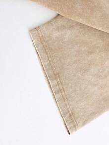 Worn-Out Washed Men's Short-Sleeved Shirt, Featuring A Pink Meteor Flame Human Face Silhouette Pattern In Letters On A Double-Sided Print, Retro Casual Loose Men's T-Shirt, Comfortable And Versatile Men's Clothing - 咖啡棕 - 查看 7