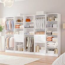 VOWNER Modular Closet System With Drawers, 24.8" Closet Organizer With Hanging Rods & Shelves, 5 Styles, Walk-In Tall Storage Cabinet Unit, Wood Wardrobe Organizer For Entry, Bedroom, Living Room - 白色 - 查看 4