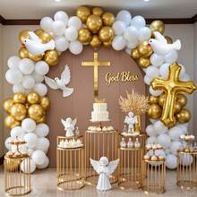Baptism Party Decorations Balloon Arch Garland Kit,105pcs White And Gold  Balloons With Cross Foil Balloon For First Communion Decorations God Bless Christening Baptism Theme Party Supplies - 彩色 - 查看 1