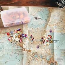 100枚旗形树脂涂层图钉，带旅行标记，地图标记软木板，含图钉和说明书