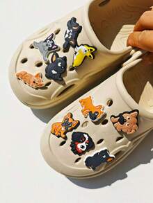 10个狗狗系列DIY时尚鞋洞装饰，可拆卸卡通鞋饰，适用于木屐、凉鞋，优质鞋履配件，非常适合作为生日礼物和派对小礼品。 - 彩色 - 查看 7