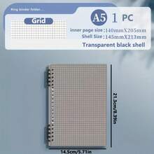 120 Pages A5 Transparent Loose-Leaf Notebook With Grid Lines, Removable Spiral Binding - Multicolor - View 7