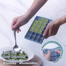 Blue Silicone Freezer Molds And Trays Set For Meal Prep Kitchen Essentials With 1 And 2 Tbsp 1/2 1 And 2 Cup Sizes Includes Lids 5 Pack - 藍色 5 件裝 - 查看 6