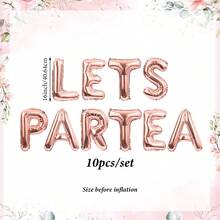 Bộ 10 bóng bay tráng bạc màu vàng hồng "Let's Par-Tea", thích hợp trang trí tiệc trà, tiệc mừng em bé sắp chào đời theo chủ đề tiệc trà, tiệc chủ đề Alice ở xứ sở thần tiên, sinh nhật theo chủ đề tiệc trà, tiệc trà, tiệc cô dâu, phông nền chụp ảnh, trang trí tiệc, tiệc trà chiều. - Hoa hồng vàng - Xem 2