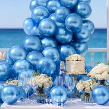 40pcs Metallic Balloons, 10-Inch Chrome Golden Silvery Rose Golden Blue Green Purple Latex Balloons For Girls And Women'S Birthday, Youngsters Shower, Wedding, Graduation, Christmas Theme Party - Multicolor - View 6