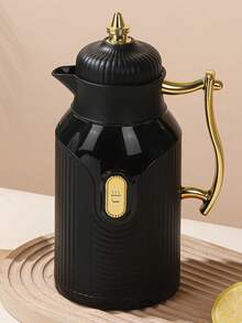 1 Large Capacity Insulated Water Bottle, Gold-Plated Style Teapot, Coffee Pot, Hot Water Bag, Press-Type Glass Inner Container Insulated Bottle - Gold-plated Coffee Pot - View 4