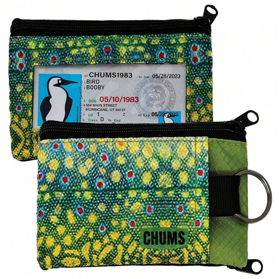 Chums Surfshorts Wallet - Lightweight Slim Wallet W/RFID BlocFKing Card - Zippered, Minimalist Wallet W/Key Ring - Patterns - 溪鱒 - 查看 1