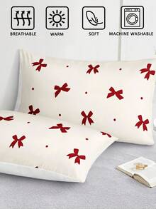 2pcs/3pcs Set Red Classic Polka Dot Bow Retro Ladylike Digital Print Duvet Cover Set (1 Duvet Cover + 2 Pillow Shams, Comforter Not Included), Soft & Skin-Friendly Polyester Fabric, Suitable For Daily Use, All Seasons, Applicable For Master Bedroom, Guest Room And Secondary Bedroom. - Multicolor - View 7