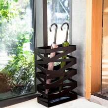 Entryway Hollow Metal Umbrella Stand: Multi-Purpose Umbrella Holder Organizer Rack - Black - View 8