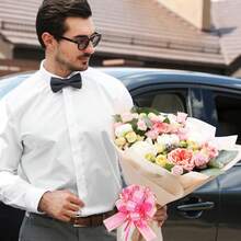 20件套6英寸拉绳蝴蝶结礼品包装丝带，多色包装配件，礼品装饰，易于组装，快速塑形，DIY工艺品，适用于礼品装饰、礼品篮、婚礼、新娘送礼会等。