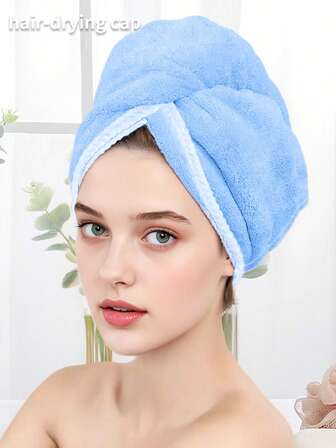 1 Piece/4 Pieces Hair Washing Quick-Drying Cap Coral Fleece Thickened Hair-Drying Towel Cute Hair Turban Dry Hair Towel Household Bathroom Shower Hair Wrapping Quick-Drying Shower Cap Absorbent, Soft, Skin-Friendly, Non-Shedding Material Suitable For Daily Use