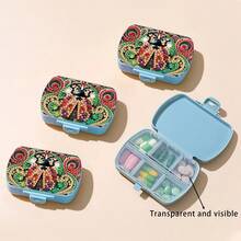 1pc/10pcs Ladybug Pattern Diamond Painting Kit Square Pill Box, 6-Compartment Mini Portable Travel Medicine Storage Box, Suitable For Outdoor Sports, Business Trips Or Handbag Medicine Storage, Vitamin Multi-Grid Organizer, Waterproof Unique Holiday Gift, Birthday, Mother's Day, Christmas, New Year, Valentine's Day, Easter - YQS006 - View 4