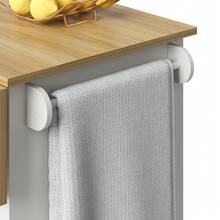 Kitchen Trolley, Removable With Worktop, Towel Rack And Spice Rack, Adjustable Divider, Dining Table With Wood Inlay, White