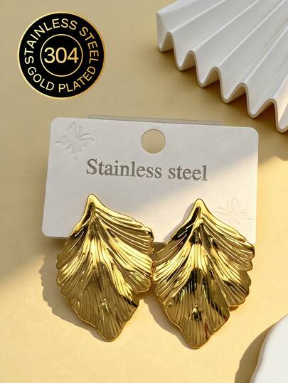 Boucles d'oreilles en forme de feuille dorée pour femme, boucles d'oreilles épaisses en or pour femme et fille, boucles d'oreilles en forme de feuille, boucles d'oreilles pendantes plaquées or 18 carats, boucles d'oreilles rétro en forme de feuille, boucles d'oreilles déclaratives légères, boucles d'oreilles en métal doré épais, boucles d'oreilles de mariage, boucles d'oreilles pendantes en acier inoxydable, hypoallergéniques, sans nickel, boucles d'oreilles rétro audacieuses pour femme, boucles d'oreilles épaisses en or pour femme