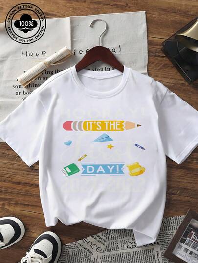 Women's Short Sleeve Graphic Tee First Day Of School 2021 - 2022 Print T - Shirt Casual Crew Neck Teacher Student Back To School Tops