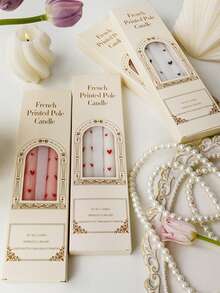 2pcs/Set (One Box) Long Pole Conical Heart Pink Candle, 9.84 Inches, Soy Wax Smokeless, Wedding Banquet Decoration Atmosphere Long Candle Branch, Black Heart, Red Heart, Pink Candle White Candle, Holiday Atmosphere Candle, Valentine's Day Candle, Cute And Fun Candle, Great Gift For Mother's Day, Father's Day, Graduation, Birthday, Hawaiian Party, Candles Home Decoration, Rama Candles - Multicolor - View 4