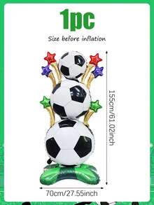 1 quả bóng bay hình quả bóng đá 5 sao cỡ lớn, thích hợp cho các bữa tiệc bóng đá, trang trí tiệc theo chủ đề bóng đá, trang trí sự kiện thể thao, sinh nhật, trang trí trong nhà và ngoài trời. - Nhiều màu - Xem 8