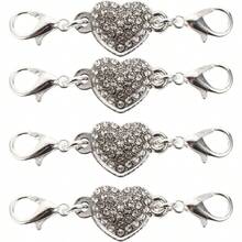 4 Piezas Extensor De Joyera Para Collar, Pulsera Y Tobillera, Broche De AleaciN Con DiseO De CorazN, FCil De Ajustar Y Desmontar, DecoraciN Para ReparaciN De Joyas - plateado - Ver 2