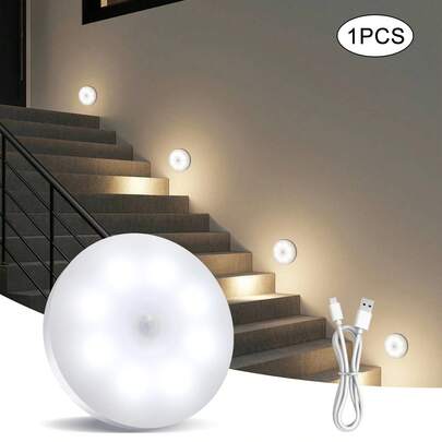 USB Rechargeable LED Night Light With Motion Sensor, Dimmable Soft Lighting, Magnetic Mounted Bedside Lamp For Living Room, Bedroom, Cabinet, Closet, Corridor