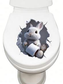 1张复活节兔子马桶贴纸，复活节马桶座圈和水箱盖装饰贴纸，浴室浴缸贴纸，卫生间门贴纸，冰箱门/窗/展示柜/汽车贴纸，复活节兔子墙贴，复活节快乐装饰，复活节派对背景装饰，春季家居装饰品，卧室和客厅装饰，房间墙面装饰，家居装饰，个性化贴纸 - 復活節兔子 - 查看 7