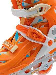 SHOLOV 1-Pair Stylish Sporty Women's Outdoor Inline Skates, Sizes 30-41. Lightweight, High-Rebound, Adjustable, With Detachable Shoe Covers, Arch Support Memory Function, Good Braking Performance,Flashing PU Wheels, Reinforced PP Aluminum Alloy Frame To Prevent Ankle Sprains. Suitable For Beginners. - Orange - View 7