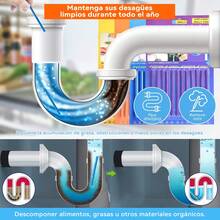 4 Paquetes Tratamiento Contra Malos Olores en Tuberias y Coladeras, Limpiador de Desagües,Palillos para Desagüe, Limpiador de Desagües, Pipe Cleaning Sticks, para Cocina,Baño,Inodoro (48Pcs) - De Estado sólido - Ver 2