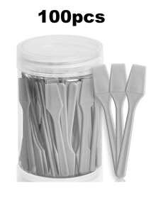 100pcs Makeup Spatulas - Small Plastic Spatulas, Suitable For Cosmetics, Creams, Crafts - Makeup Scrapers - Multipurpose Mini Spreaders For Mixing Creams, Skincare Or Scraping Bottled Products - Multicolor - View 8