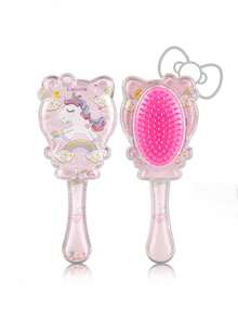 1/3/4/5/6/7pcs Hair Styling Tool Set, Includes Brush, Spray Bottle, Clear Water Bottle, Rat-Tail Comb, Hairline Shaping Brush, Suitable As New Year Gift For Girls, Comes With Cute DIY Stickers (Random Style) - Pink - View 4