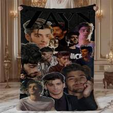 Zayn Malik Signature Pose & Iconic Looks Collage Fleece Blanket  Male SingerThemed AllSeason Soft Fluffy Print With Zayn's Face, Hair & Outfits  Perfect Gift For Fans,,, S - trắng - Xem 2