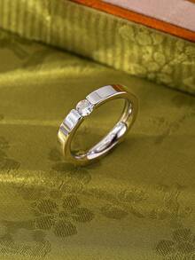 1枚18K镀金不锈钢几何戒指，镶嵌锆石，风格百搭精致奢华，适合女性日常佩戴和参加派对，是送给女友的绝佳礼物，简约设计，日常百搭。 - 小圓鑽 - 查看 2