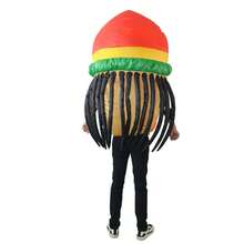 1pc Inflatable Jamaica Style Costume - All-Over Heart Theme Fancy Dress, Unisex, Suitable For Halloween, Carnival, Christmas And Various Events/Parties - Jamaicans - View 5