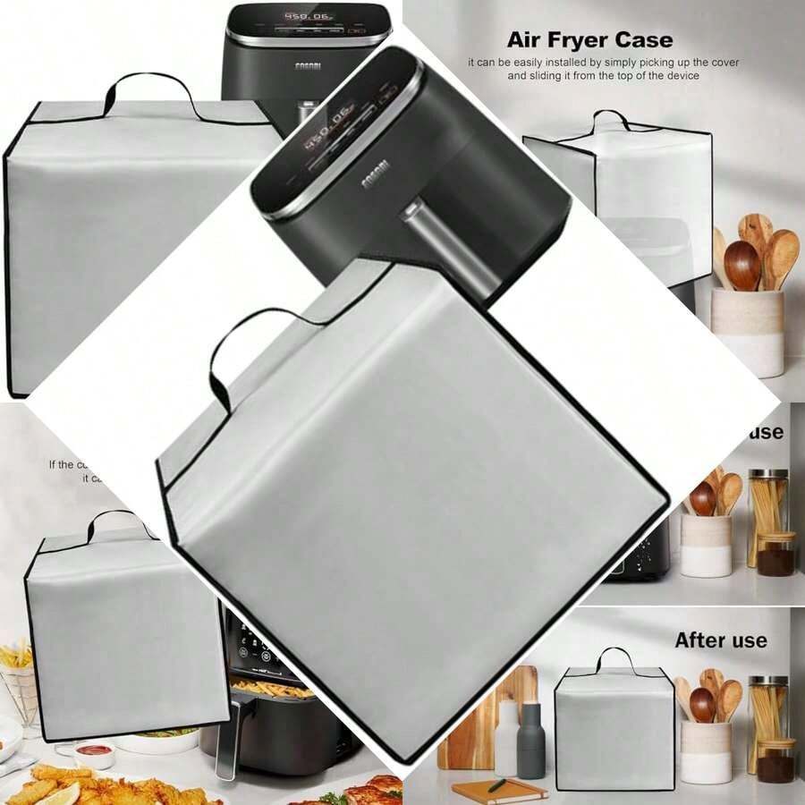 Air fryer mat, heat resistant, waterproof, dustproof, suitable for various air fryers with multiple functions - Plateado - Ver 1