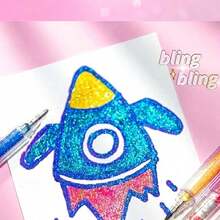 12pcs/Set Iridescent Highlighter Pens With Sand Texture Design For Students Back To School - 金色 - 查看 5
