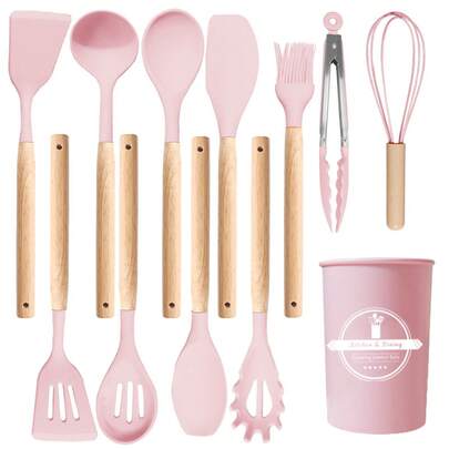 Silikon köksredskap 12 delar värmebeständiga för non-stick stekpannor