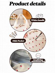 Personalized Lunch Bag With Name - Strawberry School Lunch Tote, Large Reusable Lunch Box, Portable Tote Bags, Insulated Lunchbag, Back To School Gift - Multicolor - View 5