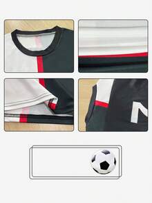 Bộ áo đấu bóng đá Juventus đen trắng số 7 sân nhà năm 2022 dành cho bé trai - Chất liệu polyester, áo cổ tròn tay ngắn và quần short, phù hợp cho bé trai và bé gái chơi thể thao, tập luyện và mặc thường ngày, hoàn hảo cho hoạt động ngoài trời. - Đen và trắng - Xem 4