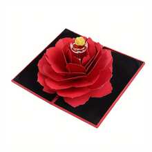 1pc 3D Ring Box, Small Ring Box Proposal And Engagement, Wedding And Birthday, Jewelry Box - Red - View 4