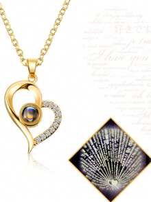 1 chiếc vòng cổ mặt đá chiếu hình chữ "Anh yêu em" bằng 100 ngôn ngữ, hộp quà hoa hồng, hộp quà hoa vĩnh cửu, mặt dây chuyền trang sức hình hoa đơn, hộp quà kiểu ngăn kéo, vòng cổ mặt đá chiếu hình 100 ngôn ngữ, quà tặng ngày lễ phù hợp cho phụ nữ, quà tặng cho mẹ - Dây chuyền vàng - Xem 10