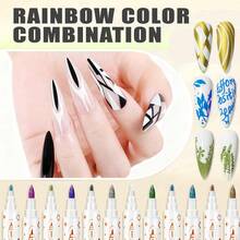 12-Color Rainbow Nail Art Pen Set, Includes Nail Art Painting Pens, DIY Nail Highlighter & Outline Pens, Nail Marker Pens, ABS Nail Marker Pen Set, Temporary Tattoo Double-Headed Marker Pens - Multicolor - View 7