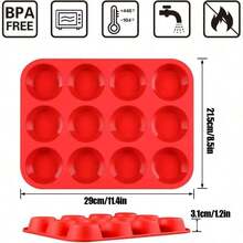 1pc 12-Cup Silicone Mold, Non-Stick Coating, Suitable For Baking Muffins, Cupcakes, Dishwasher & Microwave - Multicolor - View 2