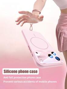 VRNOEI 时尚大窗口硅胶手机壳，兼容 17/11/12/13/14/15/16 Pro Max，全包式摄像头镜头保护壳，防震保护壳 - 粉色 - 查看 6