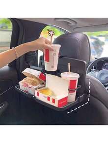 Portable Car Dining Table, Foldable Food Cup Holder Tray, Car Storage Rack, Backseat Cup Holder, Multi-Functional Car Accessories - A - View 2